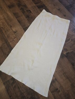 Reformation Ribbed Knit Midi Skirt [Medium] Cream Stretch Minimalist